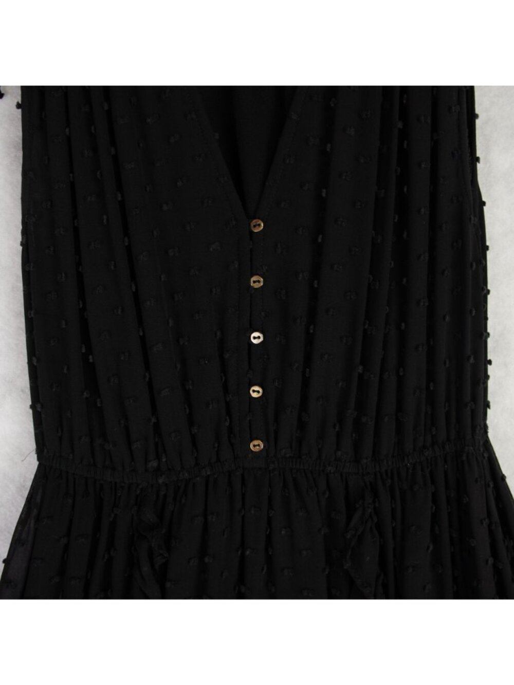 Ulla Johnson Black Tiered Maxi Dress Sz 6 V-Neckline Button Front & Ruffle Hem - Picture 5 of 16
